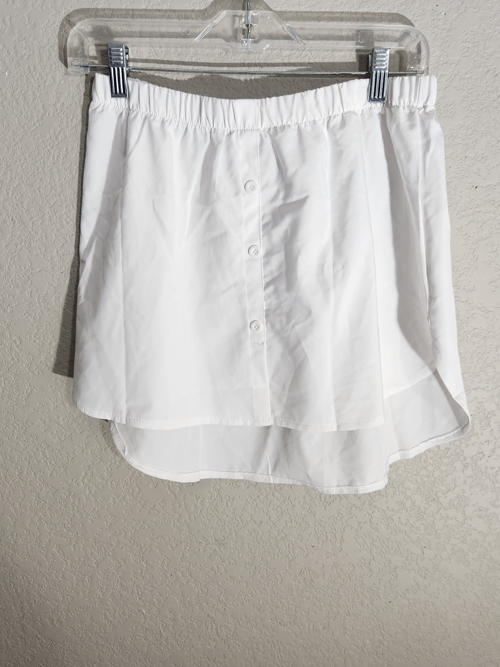 White Button-Front Mini Skirt